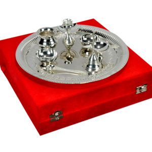 silver plated pooja thali