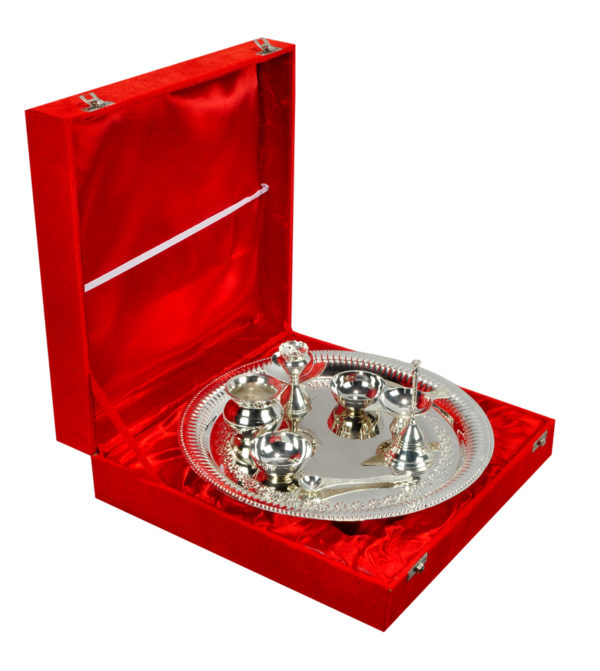 silver plated pooja thali